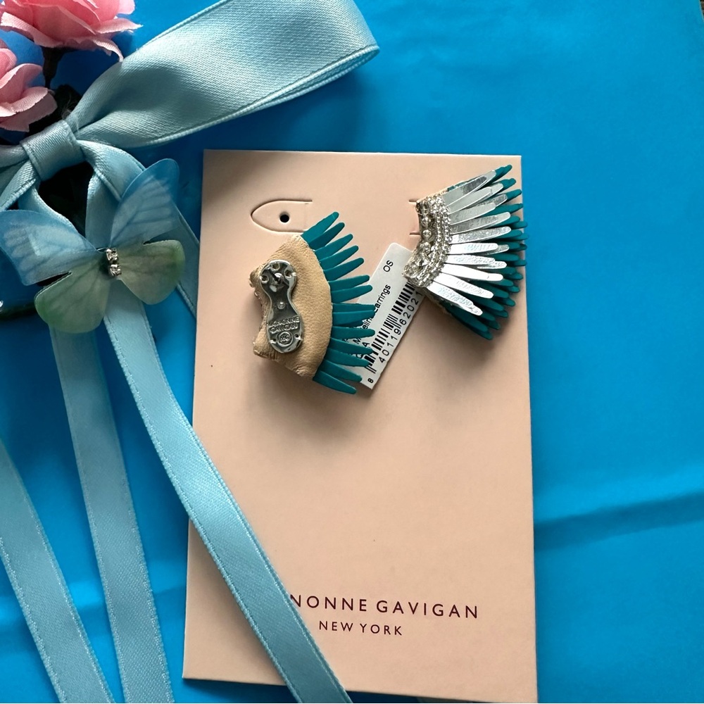 Mignonne Gavigan Mini Madeline Earrings Aqua Silver NWT - Picture 14 of 14